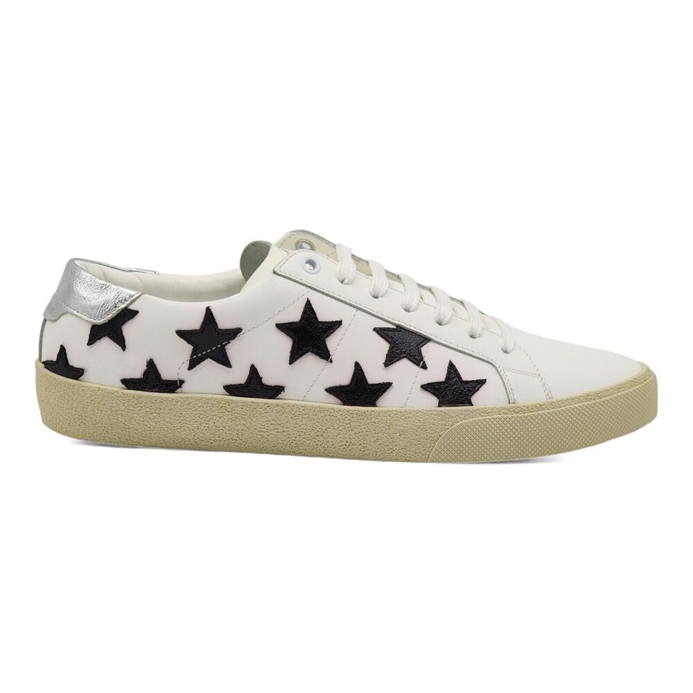 Saint Laurent Paris Court Stars Leather Sneakers White EU 41 US 8 - New $750 - Picture 3 of 9